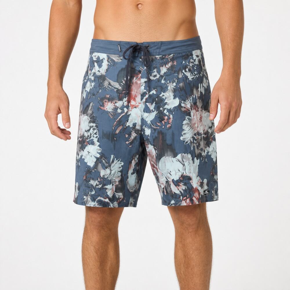 ONeill Hyperfreak Board Shorts Mens 36 Blue Floral Swim Trunks Surf Quick Dry